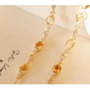 天然黄水晶纯银手链高级感小众原创轻奢通勤手饰